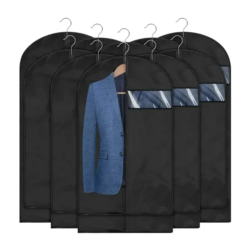 Non Woven Thickened Suit Overcoat Dust Cover Zipper Type Washable Clothing Storage Bag Down Jackets Dust-proof Bag With Window