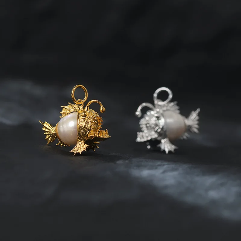 BOCAI Copper Alloy Cute And Niche Mysterious Lantern Tree Whisker Fish Pendant Selected Gift For Women