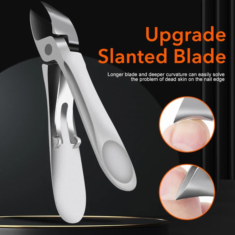 1Pcs Slanted Edge Nail Clippers Wide Jaw Opening Stainless Steel Fingernail Toenail Cutters Nail Cuticle Trimmer