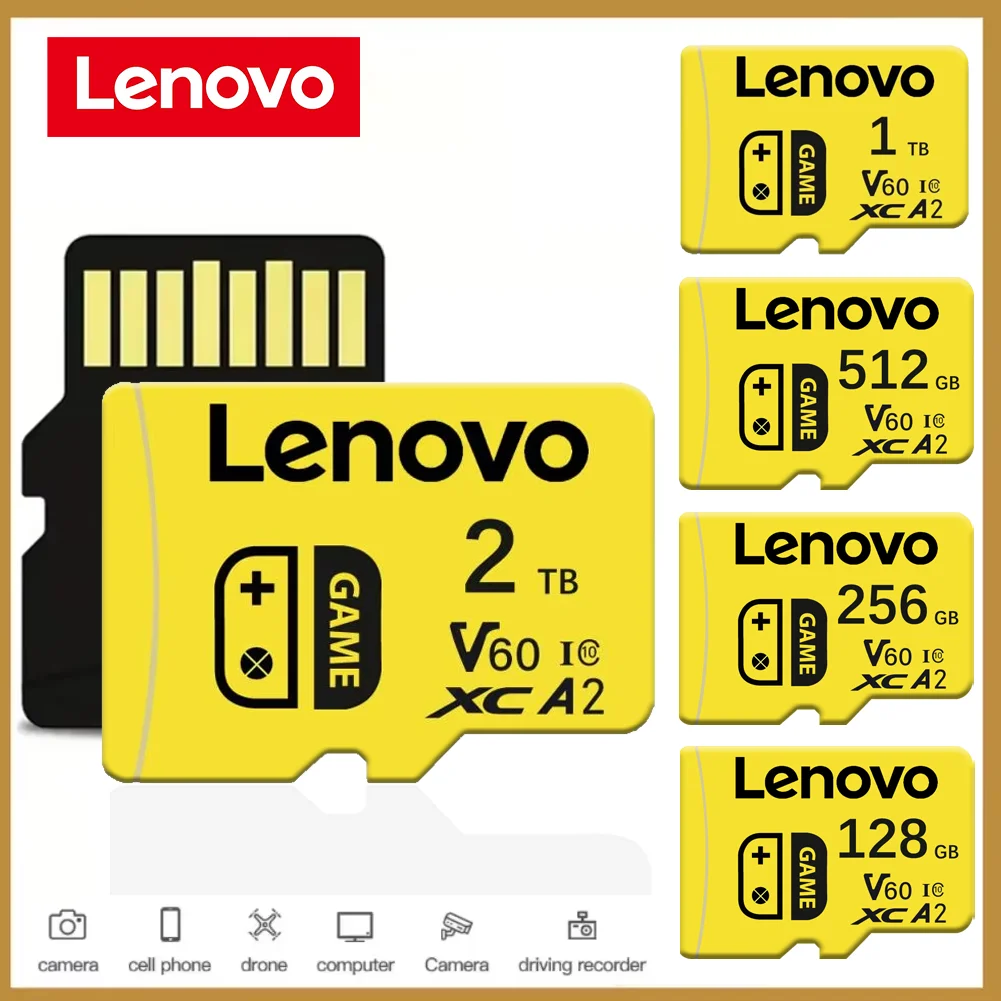 Original Lenovo Memory Card 1TB 2TB High Speed Micro TF SD Card 512GB SD V60 U3 TF Card For Nintendo Switch Ps4 Ps5 Game