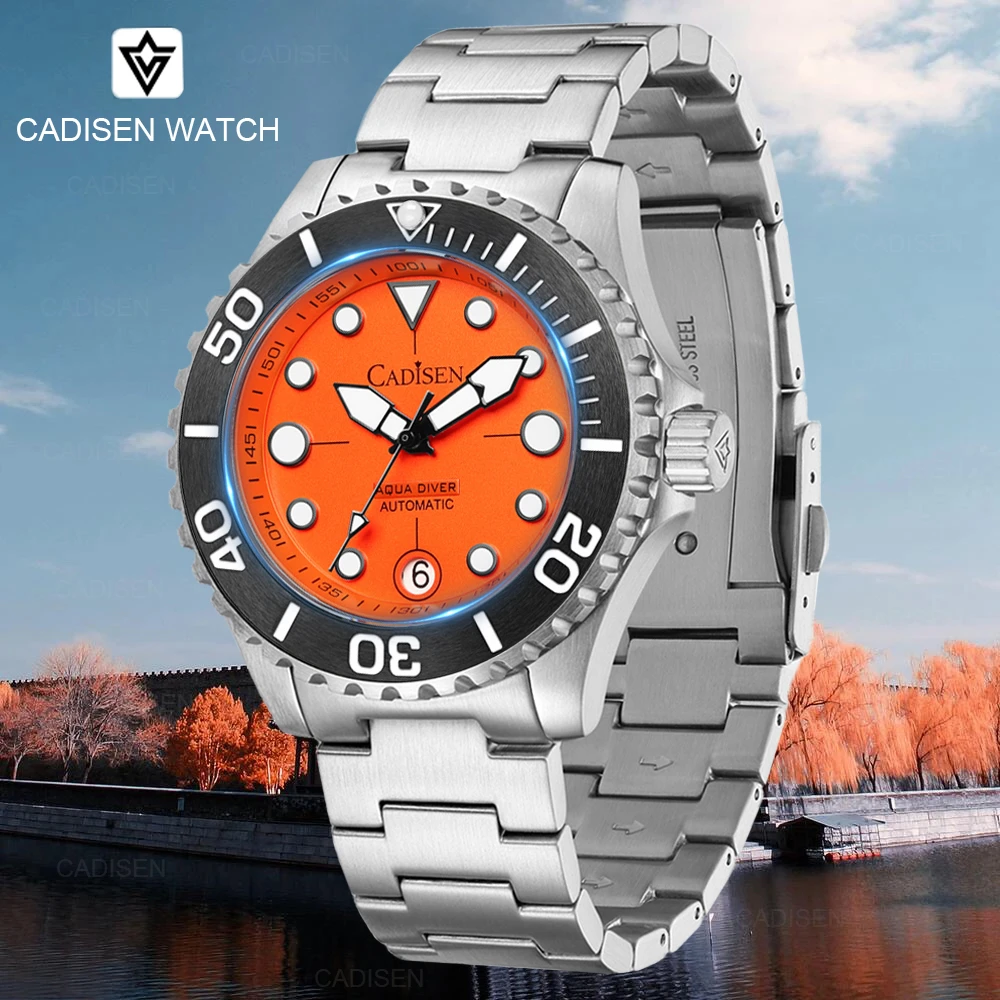 

CADISEN Sapphire Watch Men 316L Stainless Steel Automatic Watches Japan NH35A 100M Waterproof Luminous Mechanical Wristwatch Man