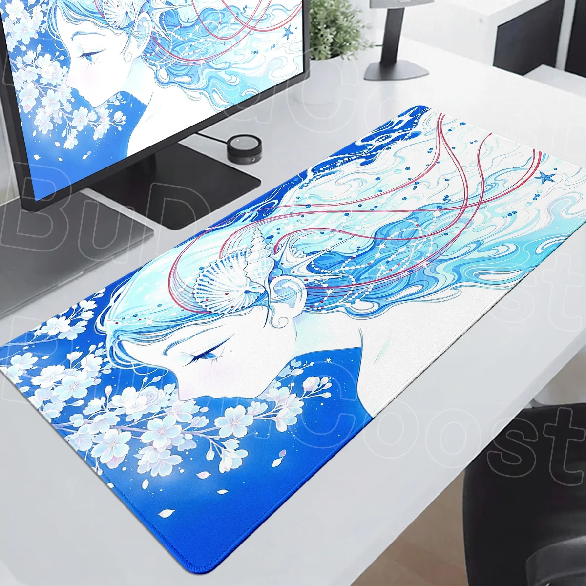 Kawaii Anime Girl Mousepad 40x90cm Gaming Keyboard Non-slip Laptop Desk Mat Japan Sakura Mouse Mat Large PC Gamer Rubber Carpet