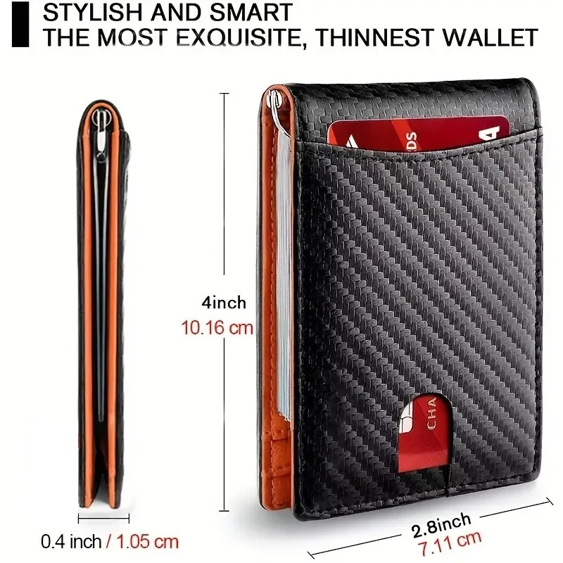 Schlanke Geldbörsen für Herren – Herren-Geldbörse aus Leder mit Geldklammer – RFID-blockierende Bifold-Geldbörse mit Vordertasche – minimalistisches Kreditkartenetui – Detail 5