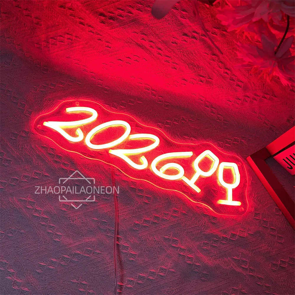 2026 النيون وحدة إضاءة LED جداريّة غرفة ديكور الحفلات عيد الميلاد ضوء النيون سنة جديدة سعيدة ديكورات جدرانية للمنزل تخصيص الهدايا #2