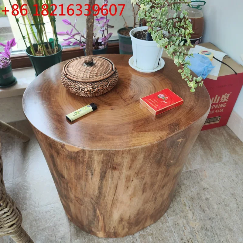 TAO Solid wood stump large stump bracket base coffee table shoe change stool creative stump