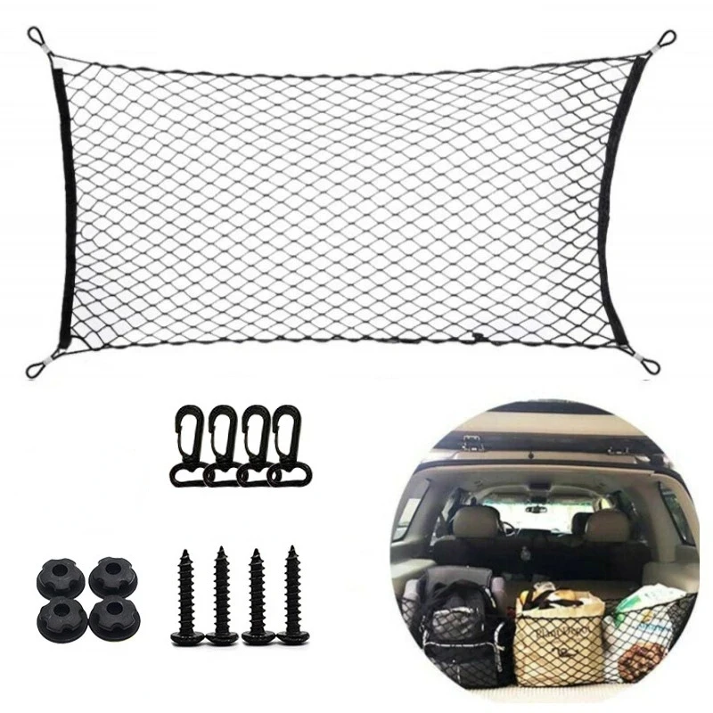 4 Size Car Boot Trunk Net Mesh Elastic Nylon Rear Back Cargo Trunk Storage Organizer Luggage Net Holder Car Accessories