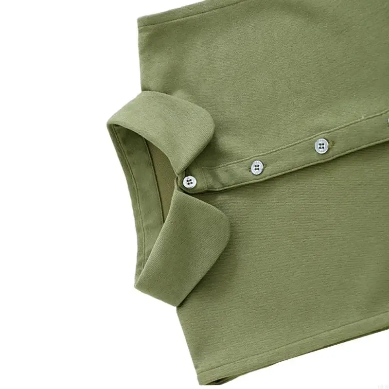 

Half Shirt Button Down Detachable Blouse False Collar Corduroy Green Ruffle Lapel Decorative Fake Collar for Women Favor Y08E
