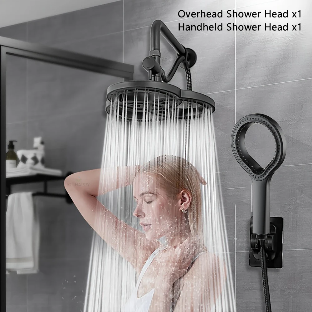 High Pressure Shower Head Overhead Large Water Flow Rainfall Shower Head Set Ring Design Spray Hotel Bathroom Accessories