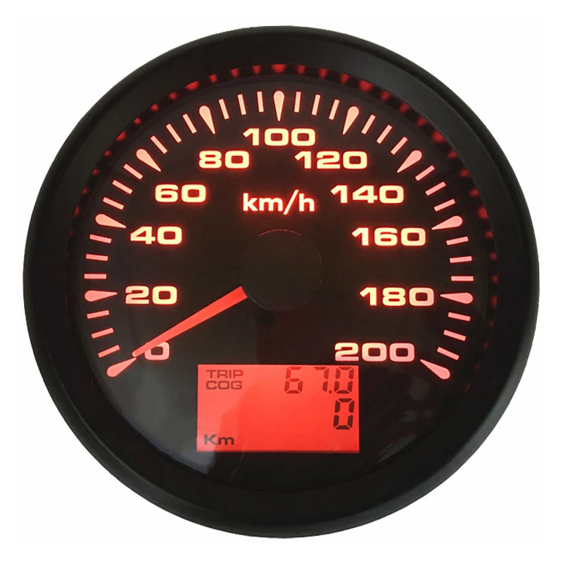 Auto and Marine 0-200Km/H Waterproof GPS Speedometers Gauges LCD Speed Odometers 85mm Trip COG Speed Charts 9-32VDC with Antenna