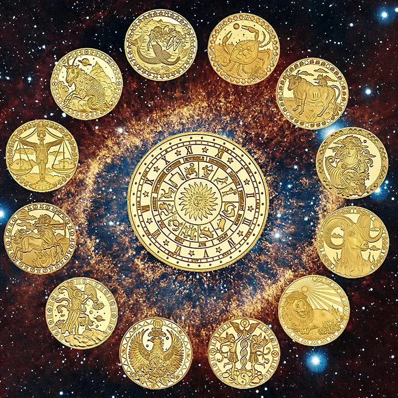 Zodiac Souvenir Coin Collectible Physical Collection Lucky Metal Antique Home Decorations