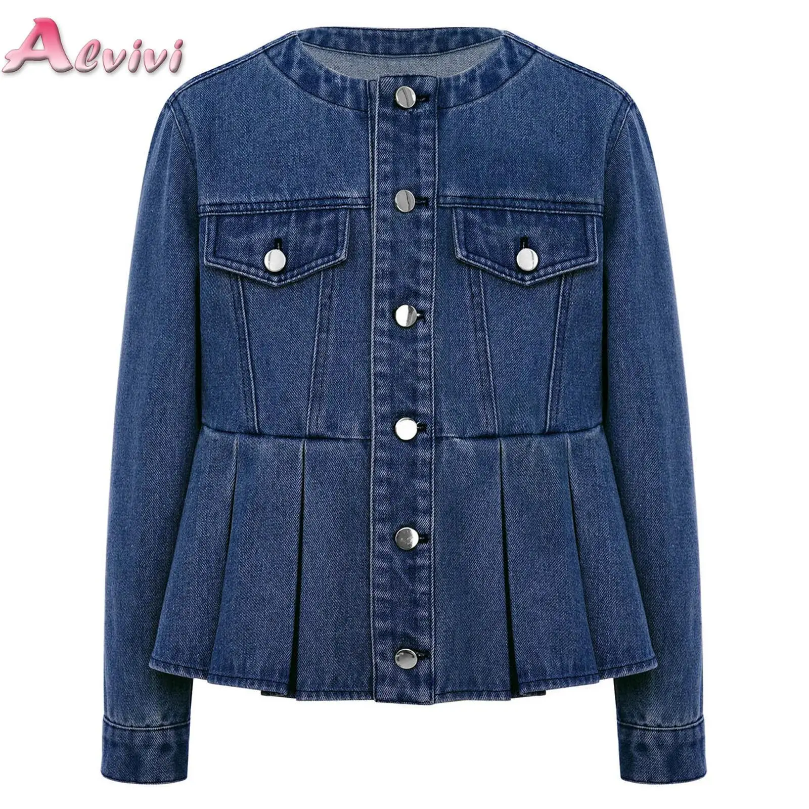 

Girls Ruffle Denim Jacket Long Sleeve Button Down Pleated Jean Shirt Kids Spring Autumn New Slim Jacket Top Fashion Clothes
