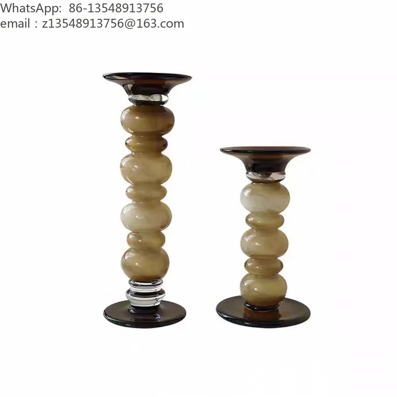 Modern Chinese Style Tabletop Decor Ornaments Glass Vase Flower Arrangement Candlestick Fruit Plate Creative Dining Table Decor