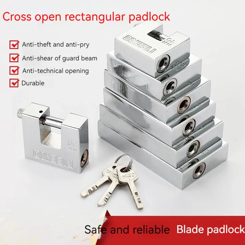 Stainless Steel Padlock Security Safety Lock Antique Horizontal Opening Anti-ancient Horizontally Open Rectangular Blade Padlock