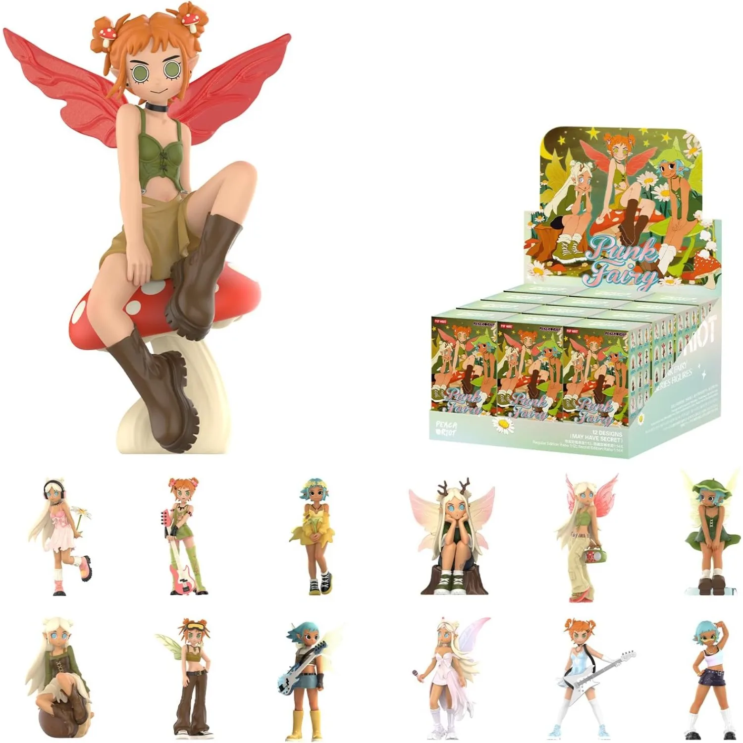 

100% подлинные POP MART Peach Riot Punk Fairy Blind Box Фигурки Случайный дизайн Экшн-игрушки Коллекционный домашний декор Подарочный набор