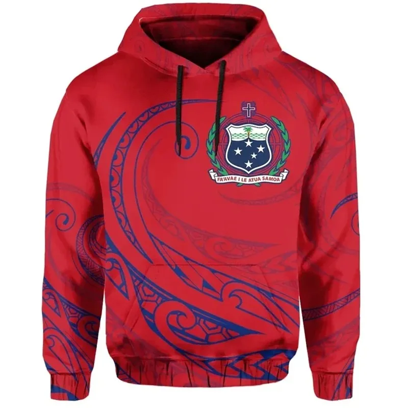 

2025 Samoa Flag Map 3D Printing Men's Hoodie Clothes Samoa National Emblem Sportswear Casual Neutral Sportswear