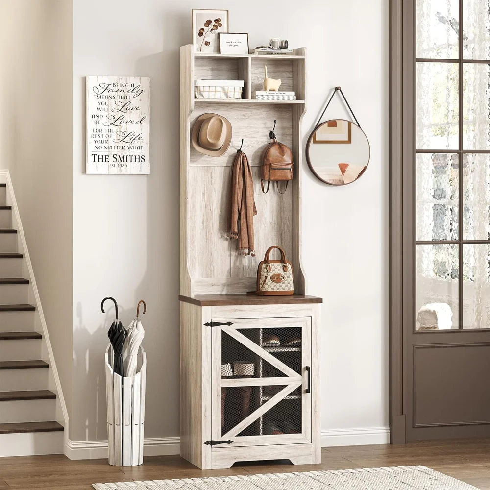 

Entryway Small Hall Tree with Shoe Storage Cabinet, Coat Rack with Storage Bench, 23" Wide Freestanding Mudroom Organize