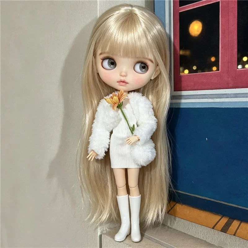 For Blythe Doll Outfit Clothes Luxury Checkered Coat Dress Set Sweet Princess Bowknot Skirt Clothing For Barbies OB24 Small 1/6