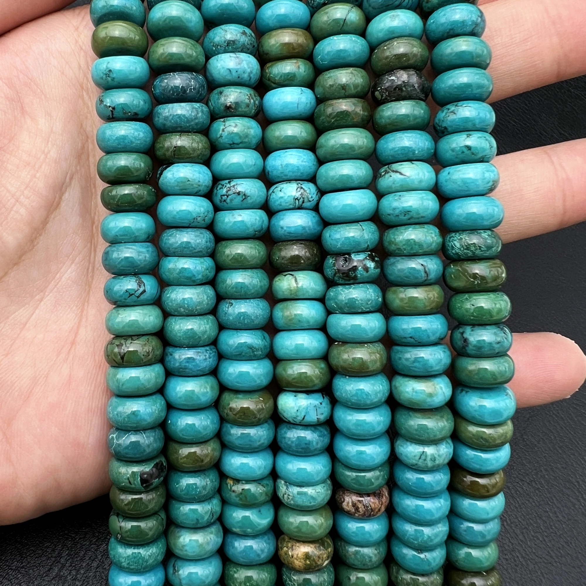 6x10MM 2Strands Natural Green Turquoises Loose Abacus Beads For DIY Jewelry Making