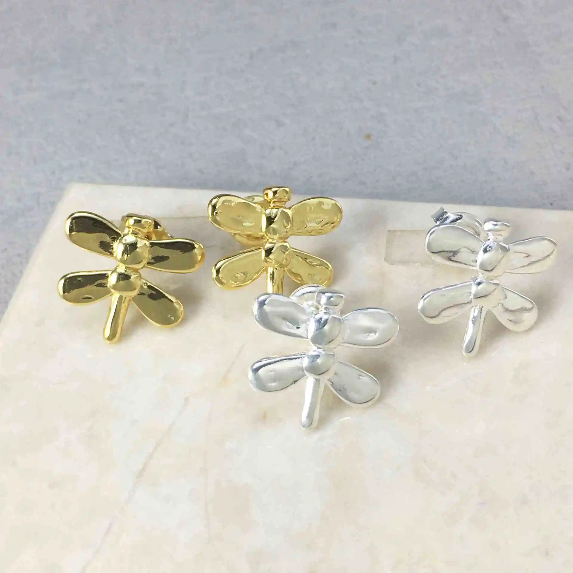 

2025 Summer Neutral Temperament Cold Wind Gold Silver Dragonfly Earrings Couple Jewelry Accessories Festival Gifts