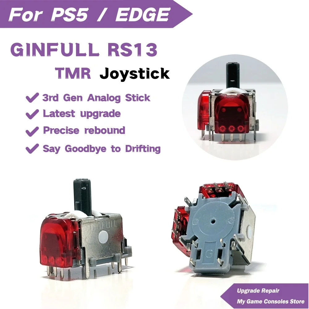 2/10PCS GINFULL RS13 3rd-Gen TMR Angle Joystick for PS5 PS5 EDGE Anti-Drift 3D Analog ThumbStick Effect Stick Replacement
