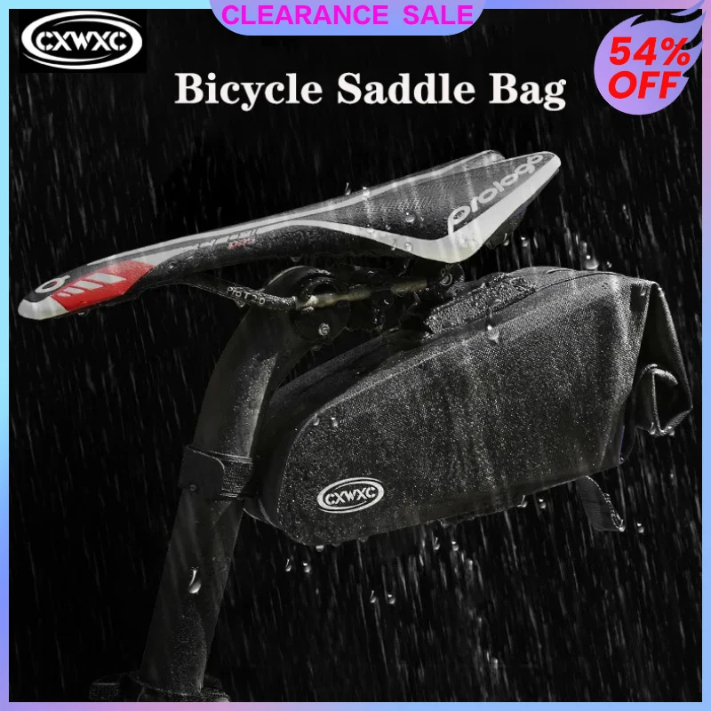 CXWXC Bicycle Saddle Bag Quick Release Mount Cycling Bag MTB Road Bike Rear Bag Tube Bag Roll-up Full Waterproof Storage Pannier