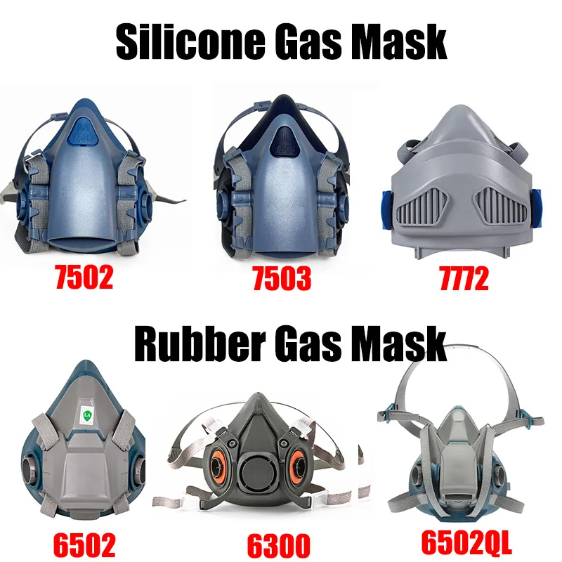 6502/6200/6300/7502/7503/7772 Dust Gas Respirator Half Face Dust Mask For Painting Spraying Organic Vapor Chemical Work Safety