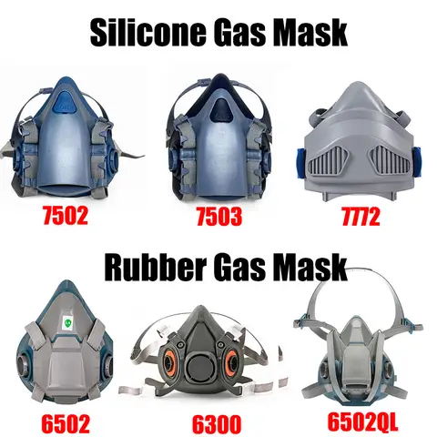 6502/6200/6300/7502/7503/7772 Dust Gas Respirator Half Face Dust Mask For Painting Spraying Organic Vapor Chemical Work Safety
