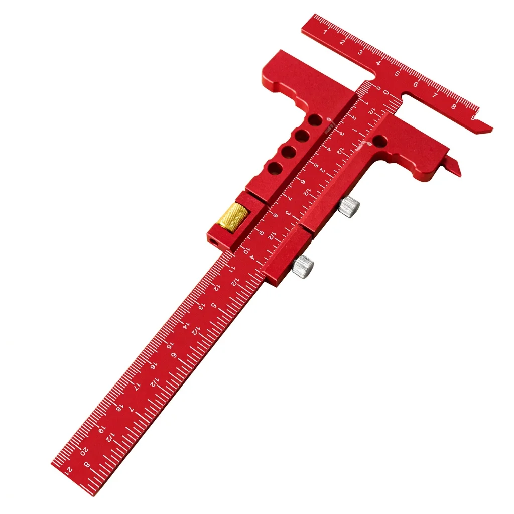 Woodworking T Square Ruler Precision Marking Tool for Carpentry DIY Furniture Layout Adjustable Aluminum Alloy Scale Tool