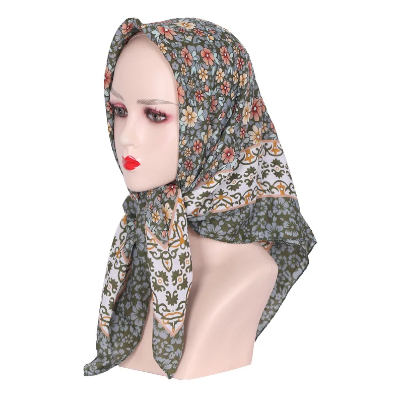 85*85cm Women Pastoral Style Floral Print Bandana Russian Square Scarf Ethnic Shawl Female Head Wraps Headband Scarves