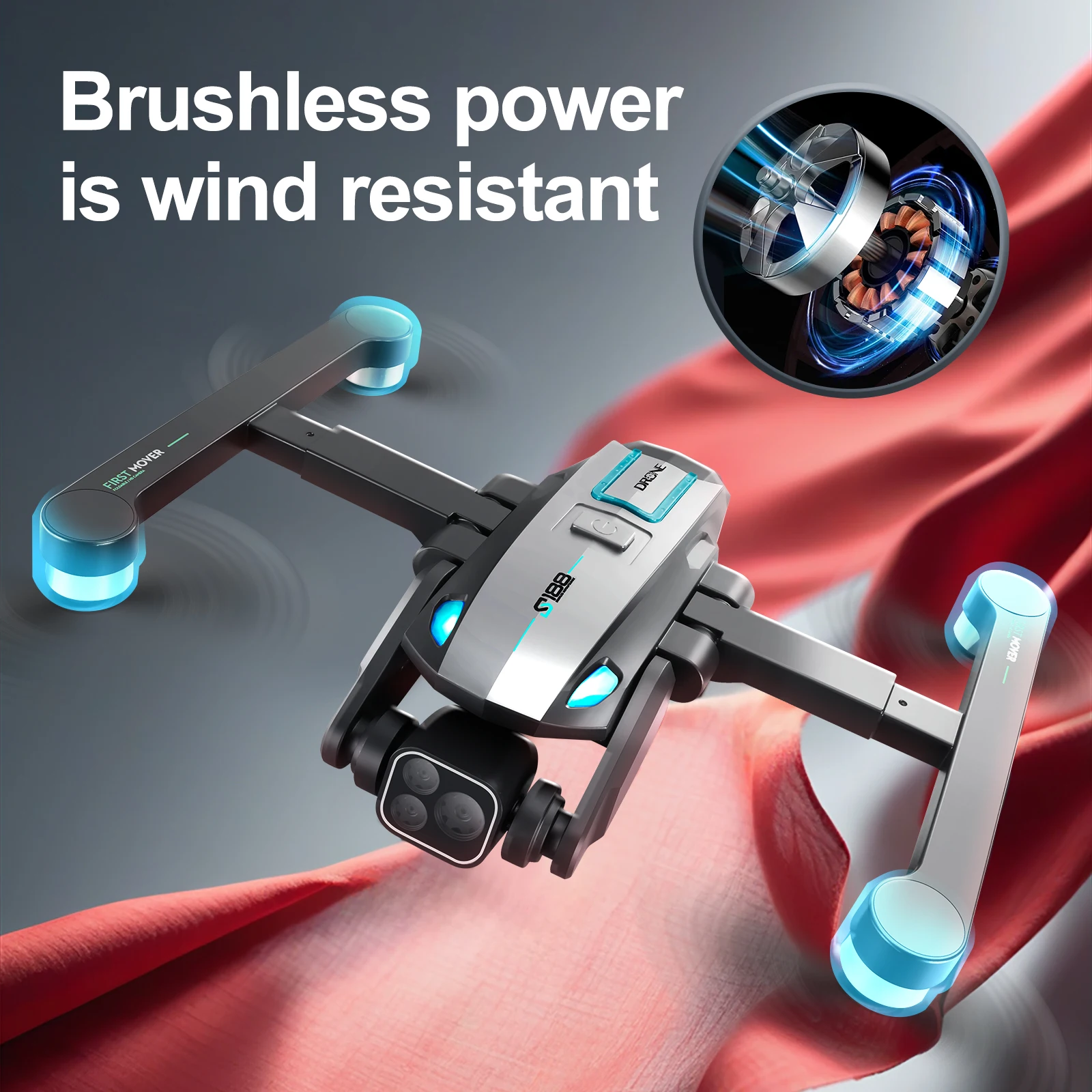 Nieuwe S188 Gps Optische Stroom 4K Drievoudige Camera Drone Borstelloze Hindernisvermijding Wifi Fpv One Click Return Rc Opvouwbare Quadcopter