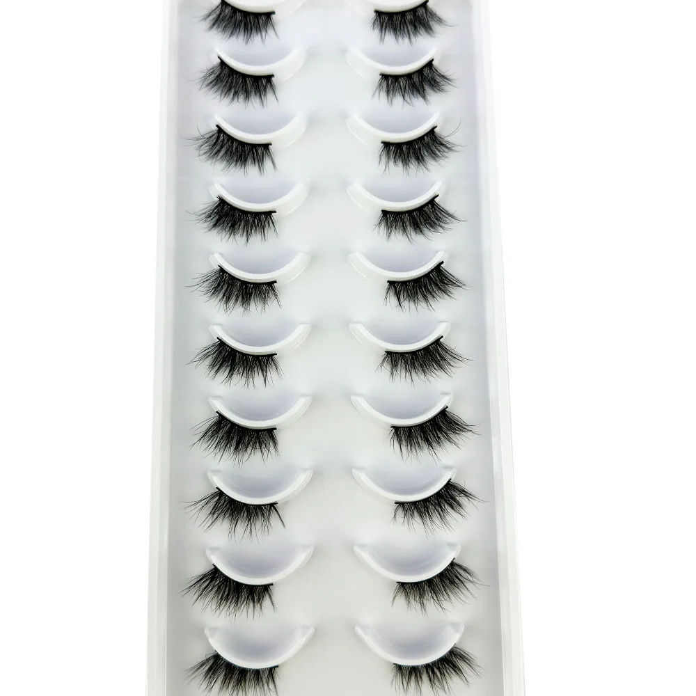 NEW 10Pairs Half Eye Lashes 6D Faux Mink Natural Fluffy Eyelashes Makeup Cils Wholesale Fake Eyelash Extension Hot Style