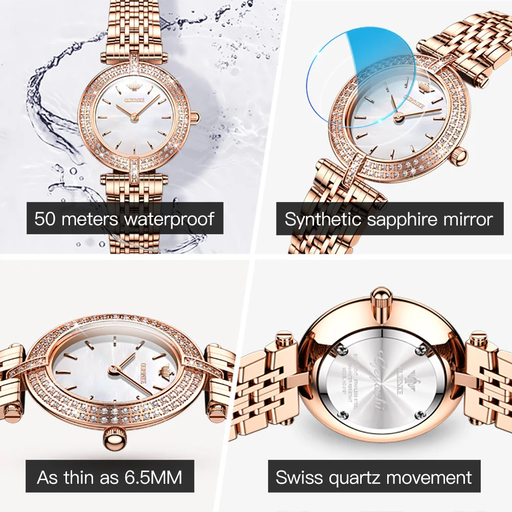 OUPINKE 3191 Luxury Quartz Watches for Women Original Brand Swiss Movement Diamond Sapphire Crystal Elegant Ladies Wristwatches