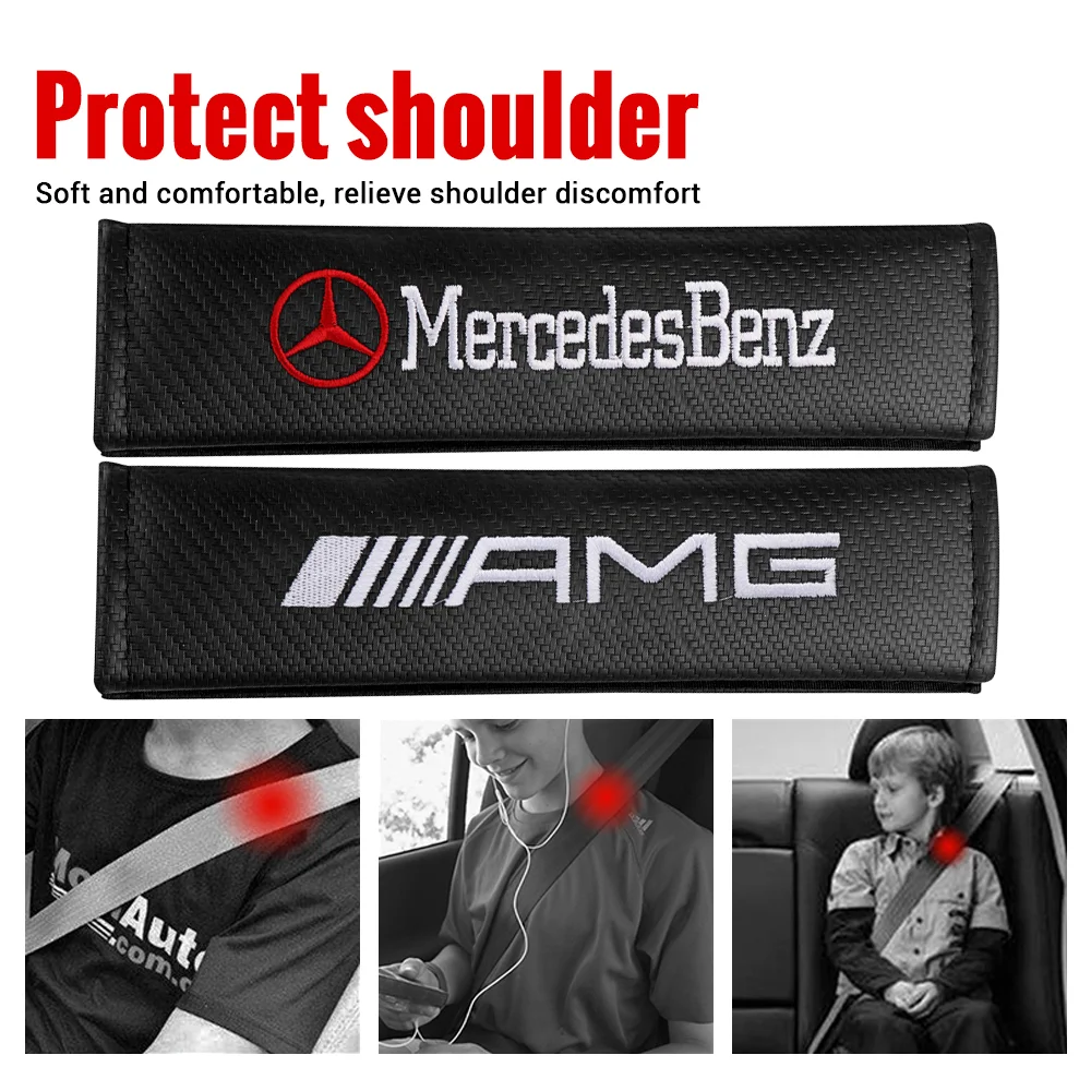 Car Seat Belt Cover Shoulder Protector Cushion Pad Auto Accessories For Mercedes Benz AMG C200 C260 C300 E200 V177 W247 X253 GLK