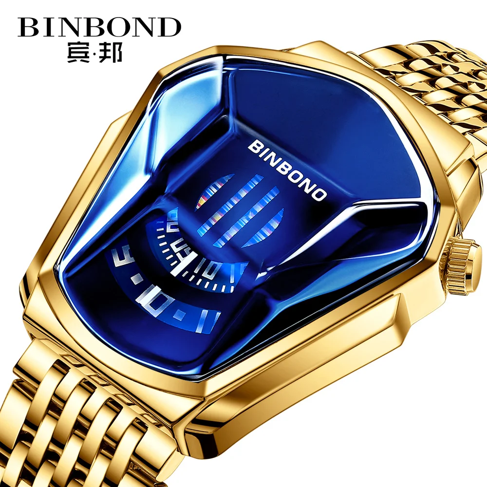 2024 New BINBOND Luxury Watch Fashion Waterproof Male Clock Luminous Date Stainless Steel Round Quartz Men Watch reloj hombre