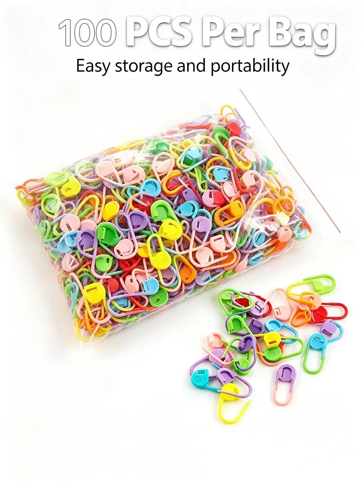 Multicolor Plastic Stitch Markers, Crochet Knitting Locking Clips, Anti-Unravel Safety Pins for DIY Yarn Weaving Craft