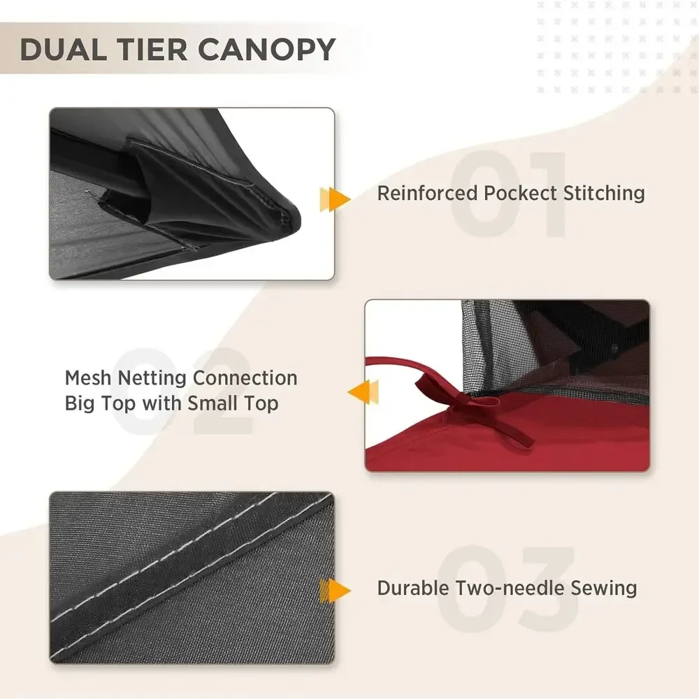 11x11ft Air Vent Polyester Gazebo Top Cover, Sunshade, Red