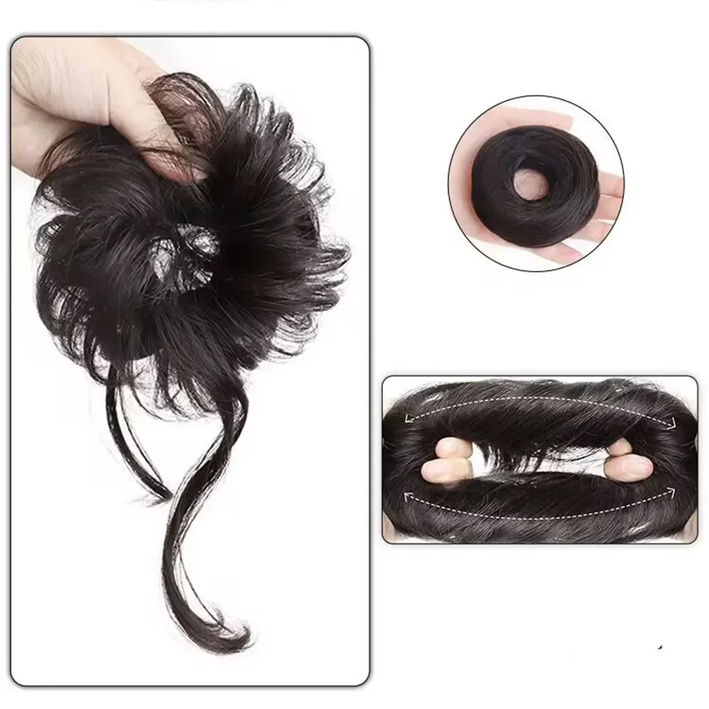 Chignon a ciambella riccia sintetica con elastici elastici Scrunchies Chignon per capelli disordinati estensioni per posticci Updo per le donne