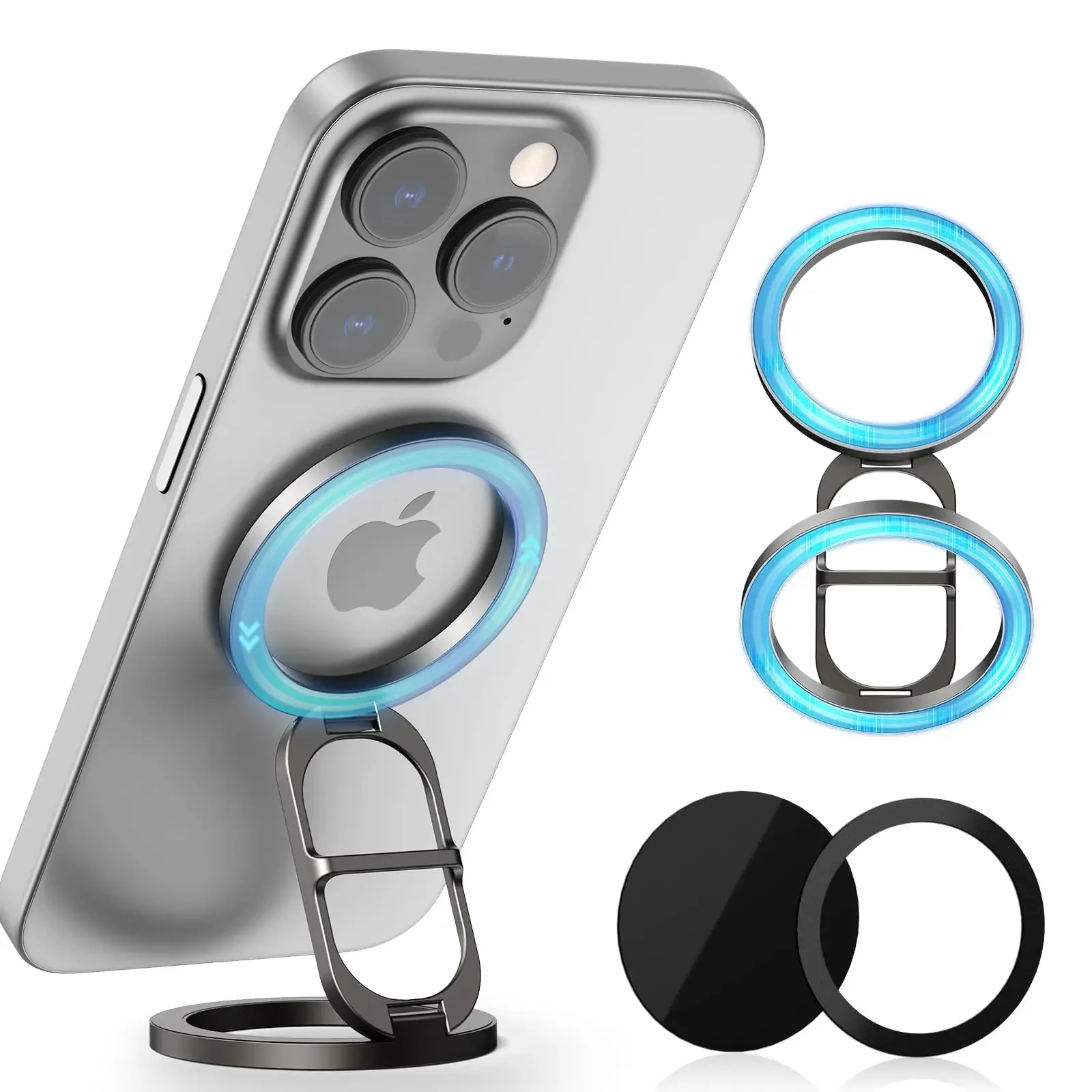 

Double-Sided Magnetic Magsafe Phone Holder Foldable Phone Ring Stand Bracket For iPhone 16 15 14 13 12 Huawei Samsung Xiaomi