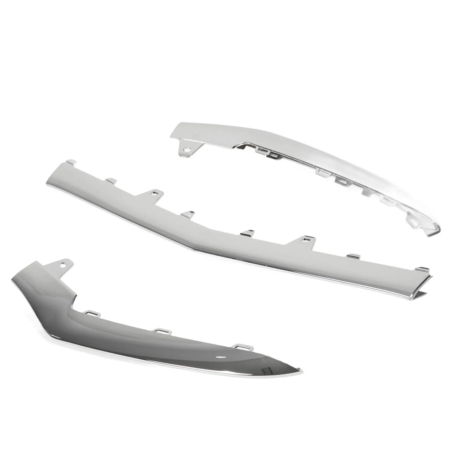

3pcs Gloss Chrome Front Bumper Lower Trim Replacement for Mercedes‑Benz E‑Class W212 AMG Line Facelift 2014‑2016