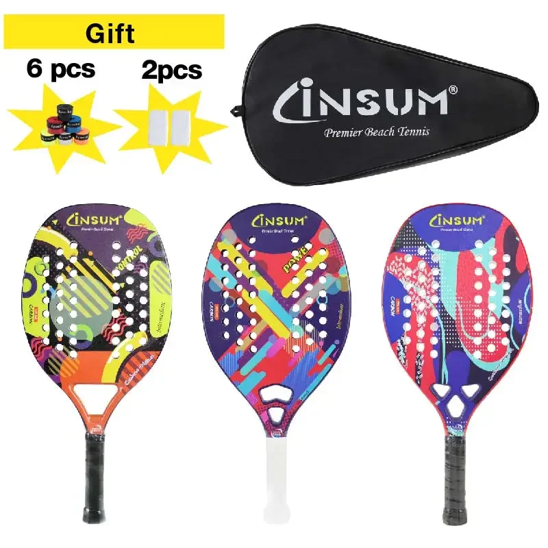 

BT795 Beach Tennis Racket Full Carbon Fiber Tennis Beach Racquet with Beach Tennis Balls