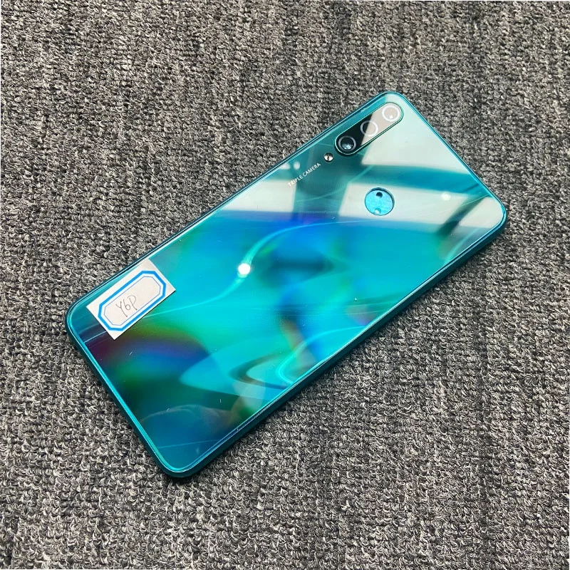 لهواوي Y6P 2020 عودة غطاء البطارية الإسكان الزجاج الباب الخلفي مع عدسة الكاميرا Y6 P MED-LX9 MED-LX9N استبدال