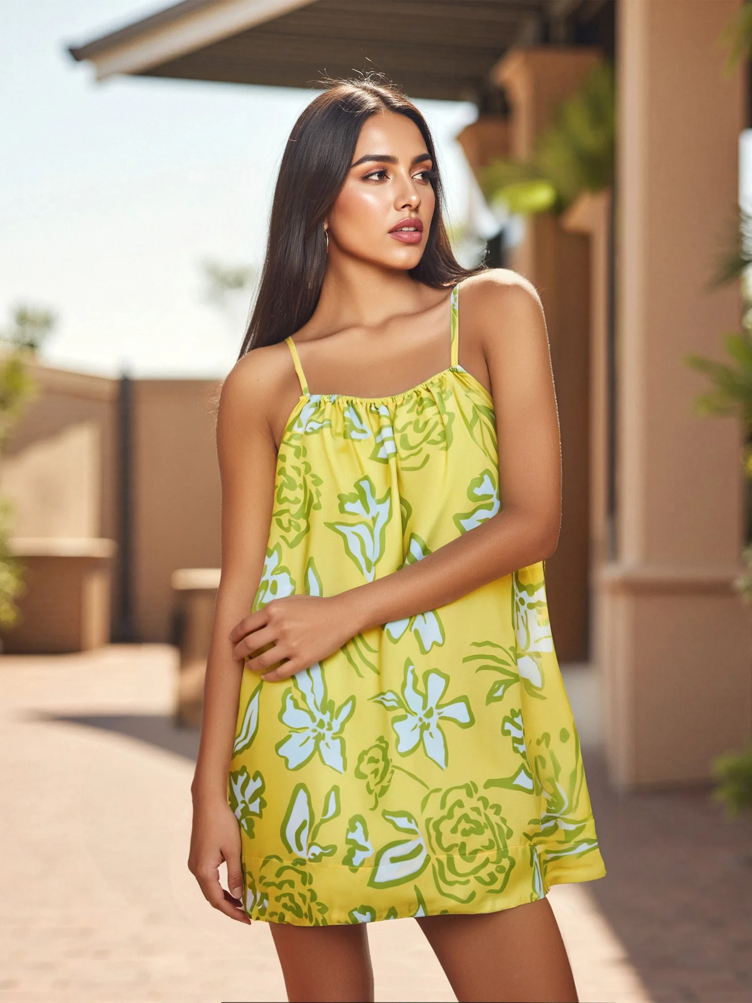 Elegante abito da cocktail a trapezio con stampa floreale in pizzo senza maniche con scollo a V per abito da sera per feste di ballo di fine anno per invitati al matrimonio