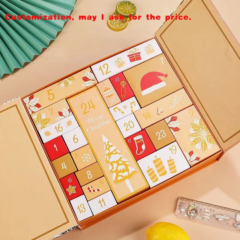 custom.Countdown Advent Calendar 24 Days Surprises Embossed Paperboard Packaging