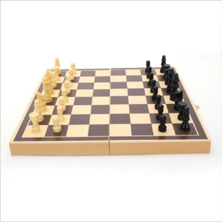 Wooden Chess Set Folding children's puzzle parent-child interactive game Storage Portable Travel Board Game Set For Kid