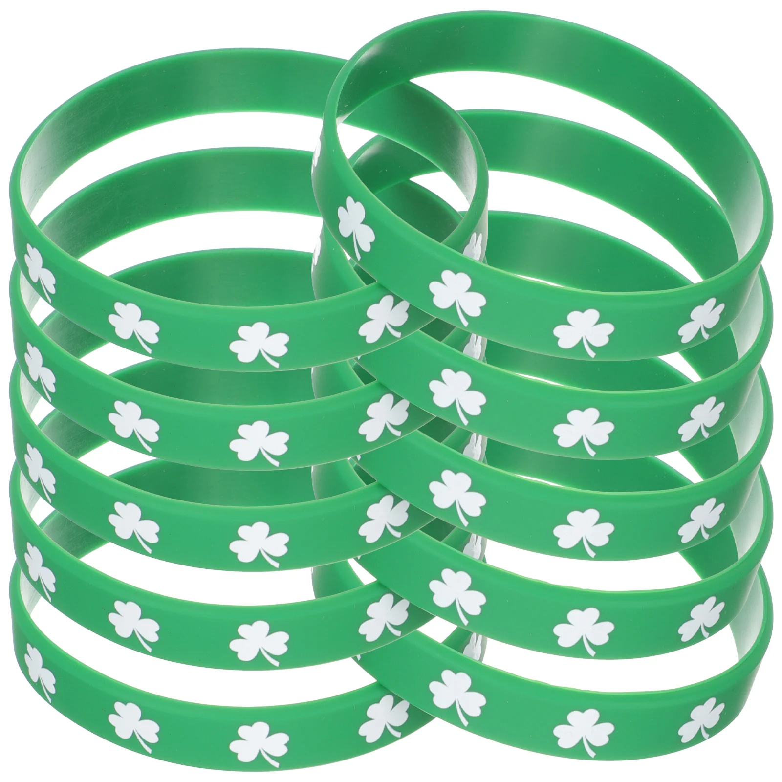 10 Pcs Party Favor Irish Bracelet Festival Wristbands Elastic Green Silicone Child