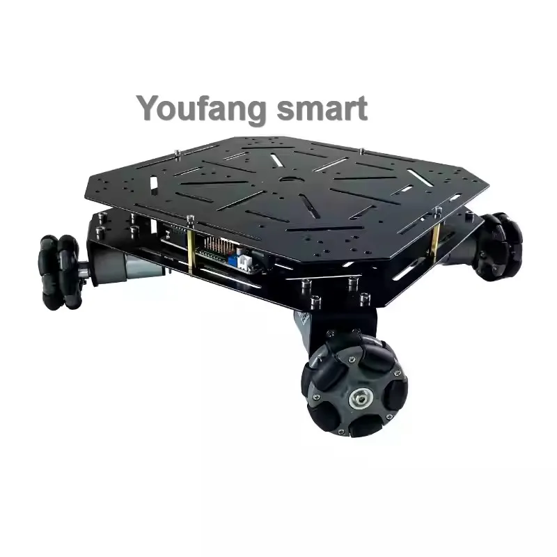5kg Load ROS 4WD Omni Wheel Robot Car Chassis with Encoder Motor Square Mobile Robot for STM32 Ps2 Programmmable Robot DIY Kit
