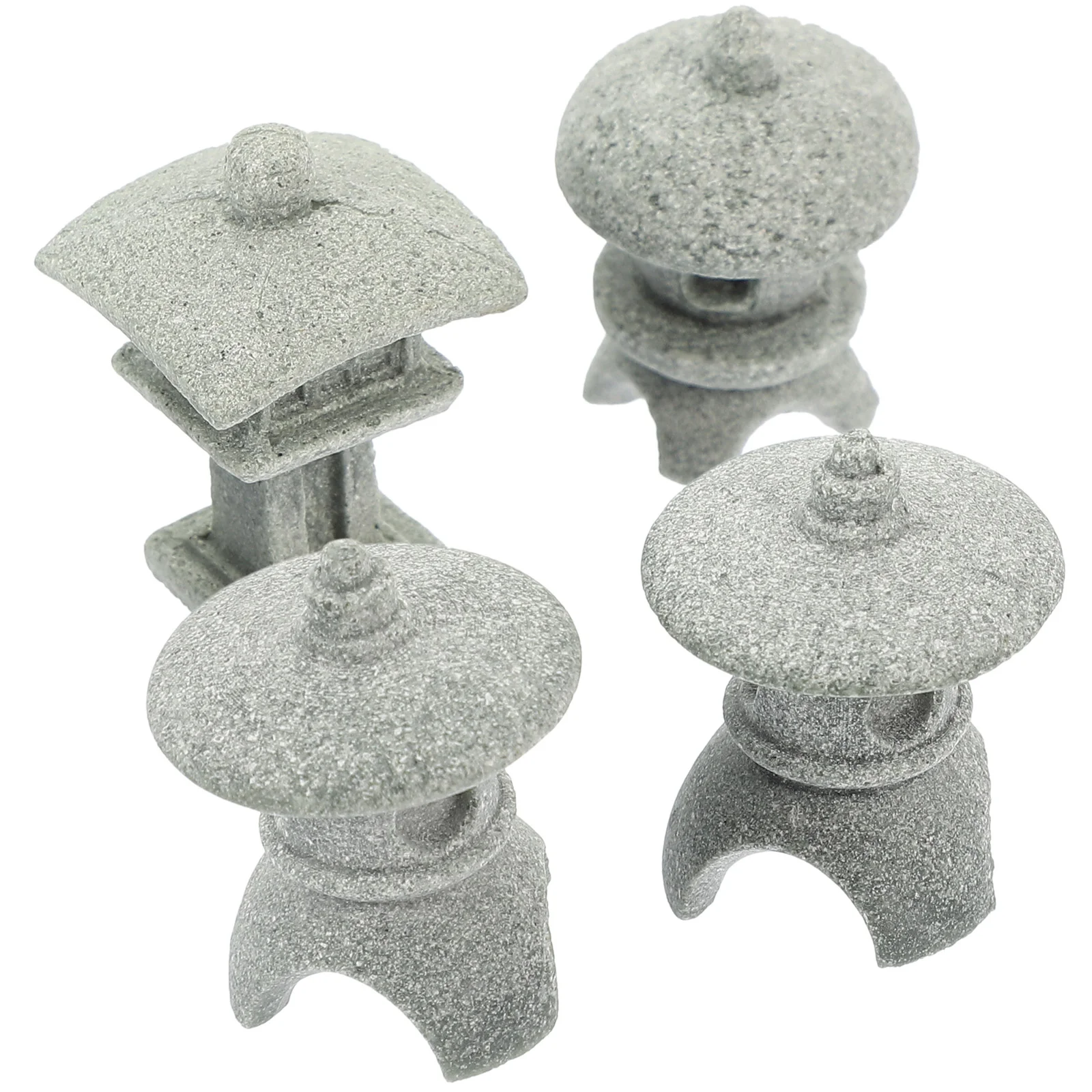 

4 Pcs Micro Landscape Pavilion Ornament Desktop Ornaments Fish Tank Mini Garden Miniature Pagoda Tiny Sandstone