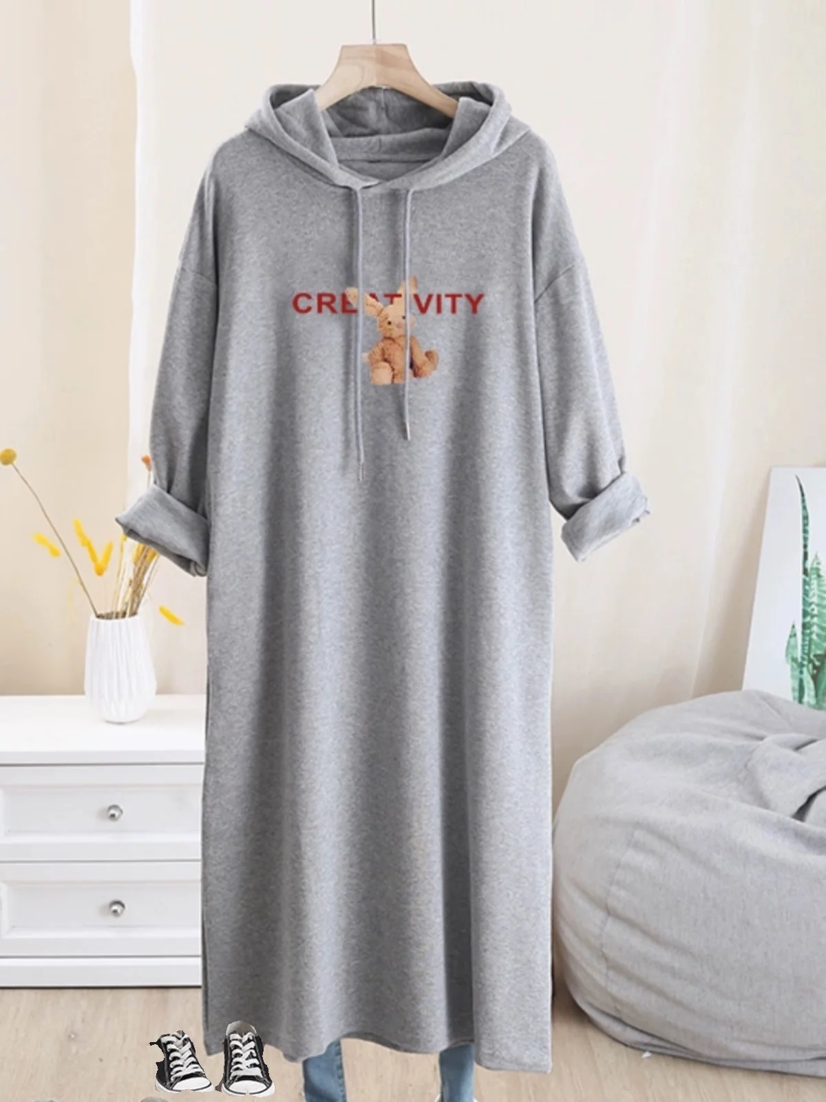 Plus Size Plus size women clothing Long sleeve dress Autumn clothes Chubby Girl Loose Hoodie Skirts Early Autumn Fashion Long...