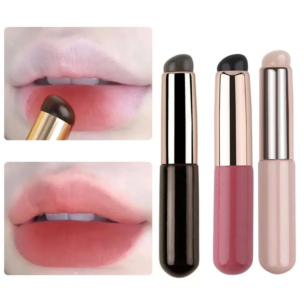 Soft Silicone Lip Brush com tampa, Mini Ferramenta de Maquiagem Portátil, Batom, Sombra Aplicador, Corretivo, 1Pc