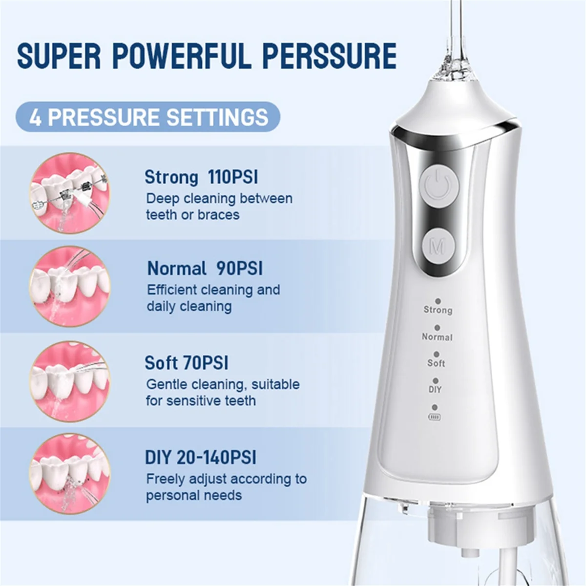 AUSD-Waterproof Electric Tooth Rinser High Frequency Pulse Household Cleaning Oral Portable Teeth Cleaner USB Rechargeable